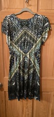 Apt. 9 Boho Paisley Mini Dress Embellished Beaded V-Neck Short Sleeve Size L