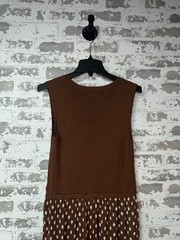 NWT! Les Serein Ravenna Mixed Media Polka Dot Dress Size Medium – Brown