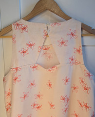 LOFT Womens M Linen Blend Shift Dress Pink Coral Hawaiian Floral Pockets