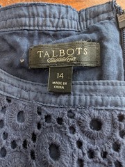 Talbots Sleeveless Dress Womens 14 Navy Blue 100% Cotton Casual Business Party