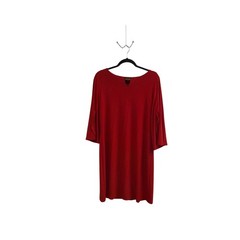 IMAN Global Chic Red Bell Sleeve Keyhole Shift Dress Gold Bar Detail Medium