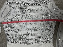 VERWIN White Sequins Jumpsuit Dress Overlay Elegant Fashion Wedding Sz M New #B