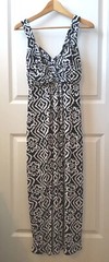Enfocus Petite Black & White Maxi Stretch Sleeveless Dress Size 6P 49&Prime; Inches