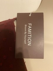 Famition Women&rsquo;s Dark Red Swiss Dot Dress Long Sleeve Tiered Dress Size XL NWT