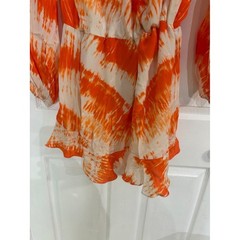Rococo Sand Tie Dye Ruffle Mini Dress Womens Small Orange Resort Boho