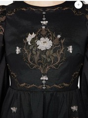 NWT Disturbia Vine Floral Embroidered Long Puff Sleeve Mini Black Dress Sz 14