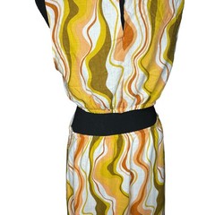 MINKPINK NWT Ziggy 70s Cut Out Midi Dress Size M Abstract Print Viscose Linen🌼