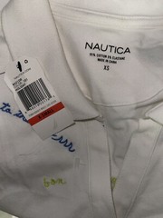 Nautica Womens XS White Cotton Stretch Embroidered Sleeveless Polo Casual Dress