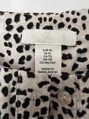 H&M Animal Print Black White A-Line Dress Cap Sleeve Round Neck Short XL