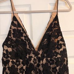 Free People Sz 2 Dangerous Love Mini Dress Black Lace WhimsiGoth Dark Fairycore