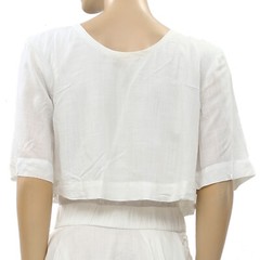 IRO Finley Ruffle Ivory Mini Dress Solid Flared Short Sleeve Vintage M-38 211459