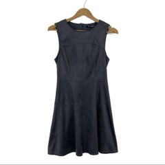 One Clothing Women’s Size Small Dark Grey Faux Suede Fit and Flare Mini Dress