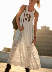 Free People Movement Small First Position White Jersey #3 Maxi Pullover Dress