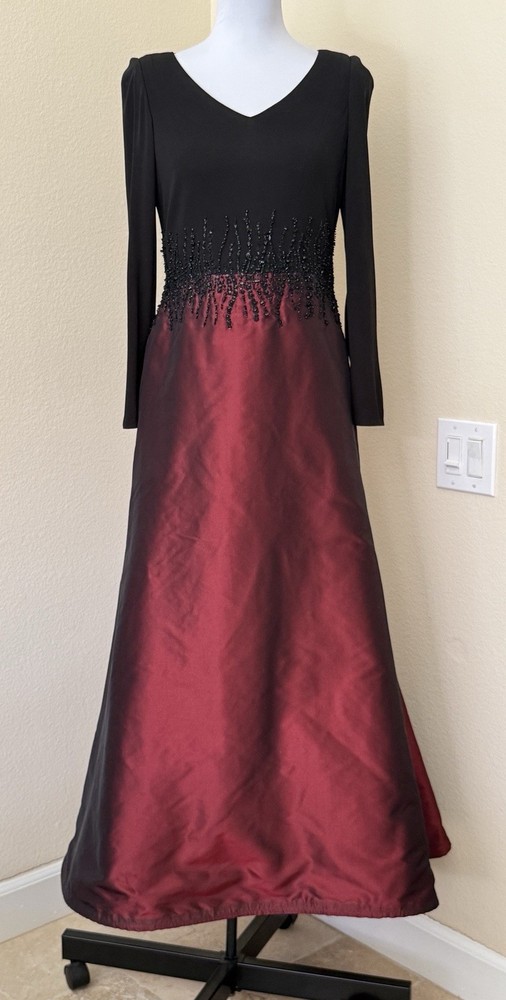 Lourdes Chavez Evening Gown Long Beaded Maxi Dress Bubble Hem Haute Couture