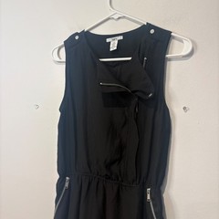 bar III Black Dress Sleeveless Zipper Accents Elastic Waist Size S Punk Chic