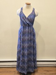 Universal Thread Blue Pinstripes w Multicolor Stripes Sleeveless Maxi Dress Sz M