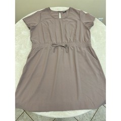 32 Degrees COOL Dress Womens 2XL Taupe Cinched Waist Short Sleeve Pockets