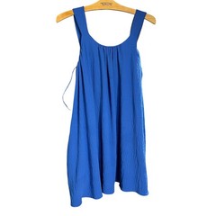 Ophelia Roe Women&rsquo;s Blue Sleeveless Dress Size M Polyester Crinkle Cross Back