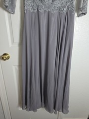 Elizabeth K GLS Womens Dress Formal Long Maxi Gown Gray Sz M Chiffon Beaded