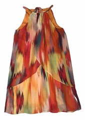 Bisou Bisou Flowing Chiffon Tulip Dress Sz 6 Bright Summer Colorful Go Go Fun