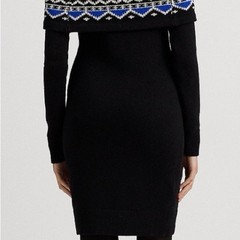 LAUREN BY RALPH LAUREN Fair Isle Off-the-Shoulder Sweater Dress Large