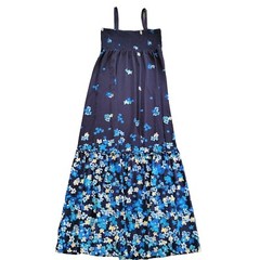 INC Blue Floral Stretch Adjustable Spaghetti Strap Maxi Dress Women&rsquo;s Size M