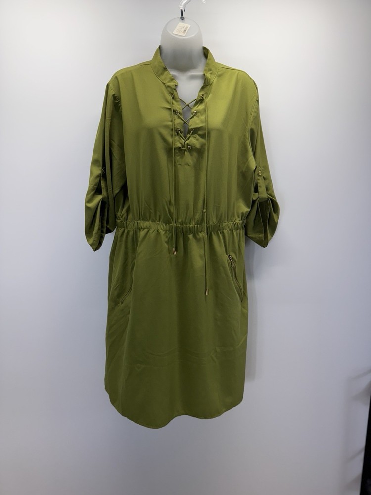Speed Limit MPH Button Down Olive Green 3/4 Sleeve Women’s Plus 1X