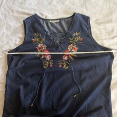 Cotton Shift Dress Boho Coastal Cottagecore Floral Embroidered Sleeveless 2X