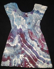 Slate Blue, Black Cherry & Stormy Gray Ice Dye Tie Dye Peasant Style Dress~Sz XL