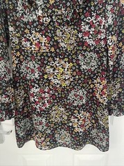 TOPSHOP Black Red Green Floral Flower Long Sleeve Ruffle A-Line Dress 12