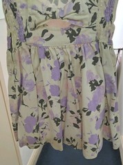 Miss Selfridge Princess Floral Cream Violet Pink Ruched Dress Bows On Back UK 8