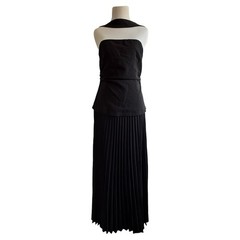 Commense Choker Design Pleated Panel Black Dress Size M Party Evening Cocktail