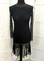 Michal Negrin Black Dress Decorated With Lace At The Bottom Size – M –