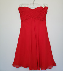 Faviana Womens 4 Cocktail Dress Prom Pleated Chest Bright Red Short Strapless