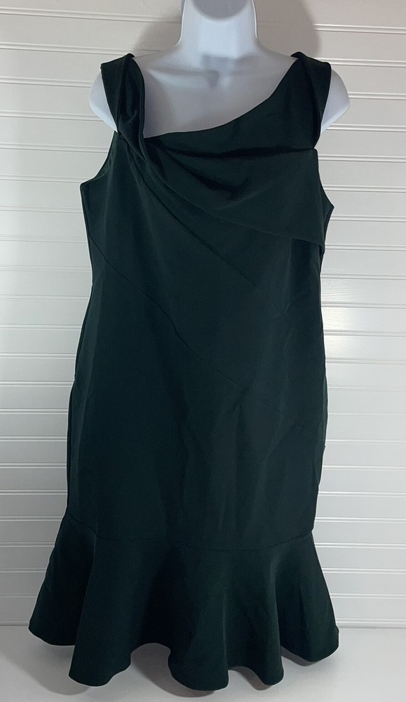 NWT Metisu Deep Green One Shoulder Hem Mini Dress XL 97% Polyester 3% Spandex