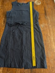 Talbots Sleeveless Dress Womens 14 Navy Blue 100% Cotton Casual Business Party