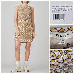 $120 Tilley Tech SLK Tank Dress XL Pink Mosaic UPF 50+ Back Vent Zip Pockets NEW