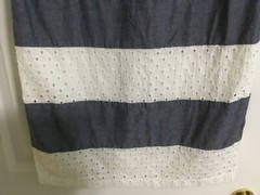 TALBOTS Blue Chambray & White Eyelet Shift Dress Sleeveless Petite 8P Nautical