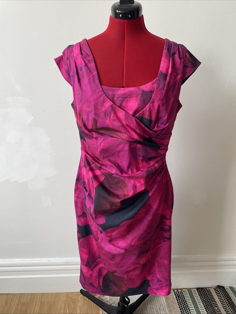 Alexon Pink Floral Pattern Dress Size UK 14