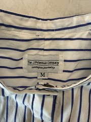 VTG The J. Peterman Company White w/Blue Stripe Cotton Shirtdress M Made in USA
