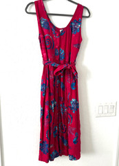Vintage Handmade 90s Rayon Tropical Resort Dress Pink Blue Seahorse Shell Print
