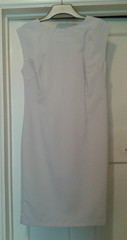 LA REDOUTE chic and elegant beige sleeveless shift dress rear kick pleat size 12