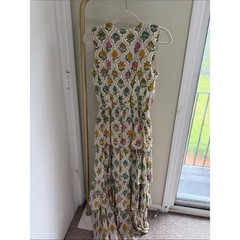 Tuckernuck Anna Cate Floral Tiered Maxi Dress in White with Pink, Yellow & Green