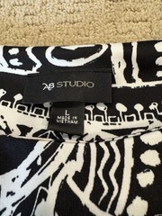 AB Studio Women&rsquo;s Large Black White Casual Dress Sleeveless Knee Length