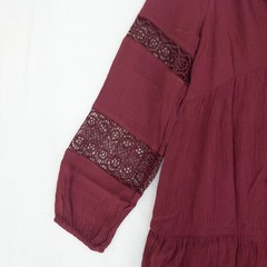 Old Navy Tiered Mini Dress Womens XS Burgundy Red Boho Empire Waist Tassel New