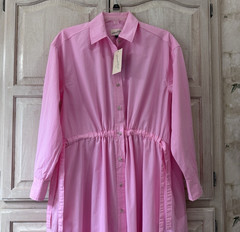 NWT Universal Thread Pink Cinch Waist Long Sleeve Midi Shirt Dress Size XS