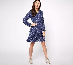 Candace Cameron Bure Printed Woven Mini Dress-Navy-Small-NEW-A593161