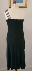 CLAUDIE AMOS Vintage Black One Shoulder Floral Applique Dress UK8 Made In UK