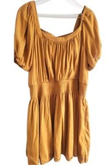 Old Navy Dress Golden Brown Short Puff Sleeve Smocked Waist Women&rsquo;s 2X