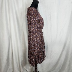 New CURRENT AIR Size Medium Purple Ditsy Floral Ruffled Tiered Cottagecore Dress
